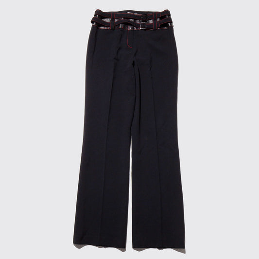 vintage double belted lowrise flare trousers