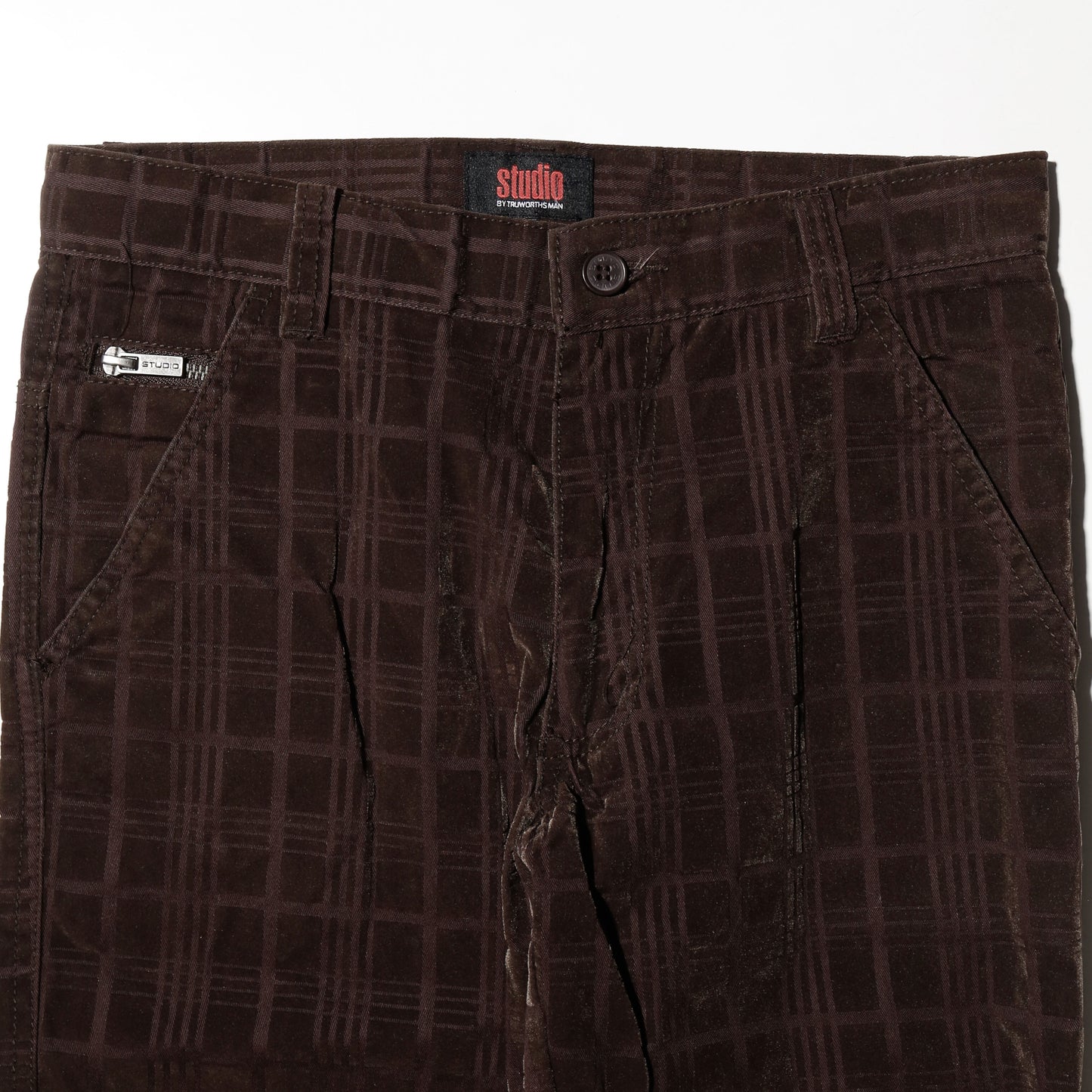 vintage flocky check flare trousers