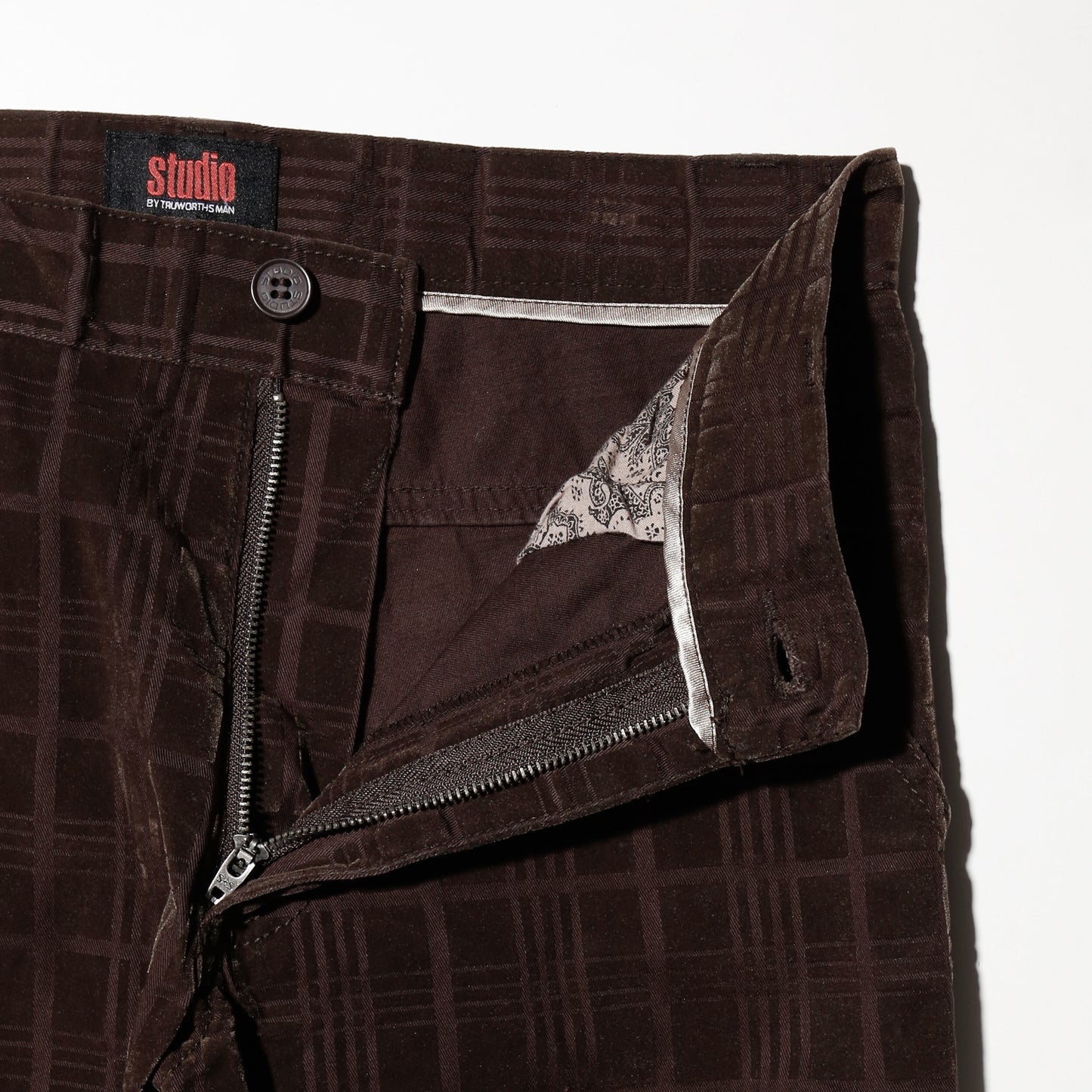 vintage flocky check flare trousers