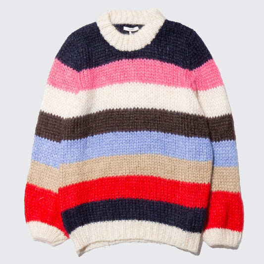 GANNI multi border sweater