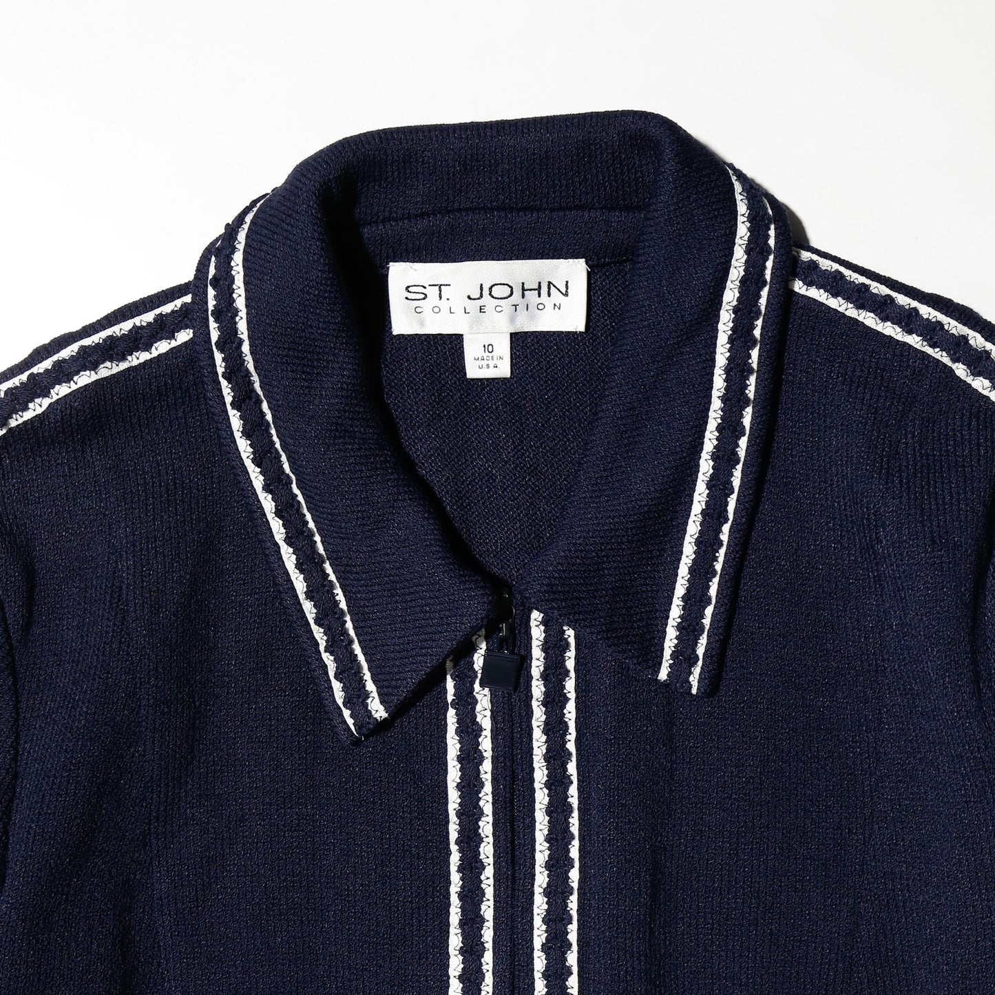 vintage broderied piping knit jacket