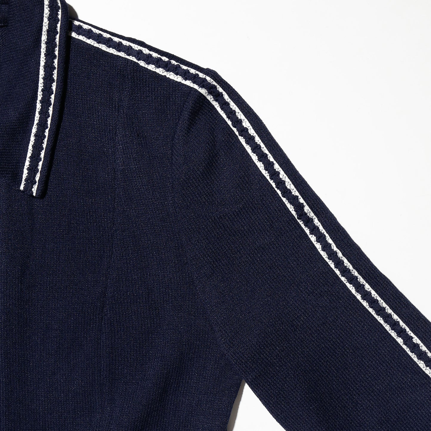 vintage broderied piping knit jacket
