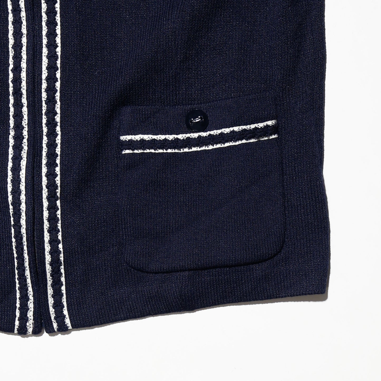 vintage broderied piping knit jacket