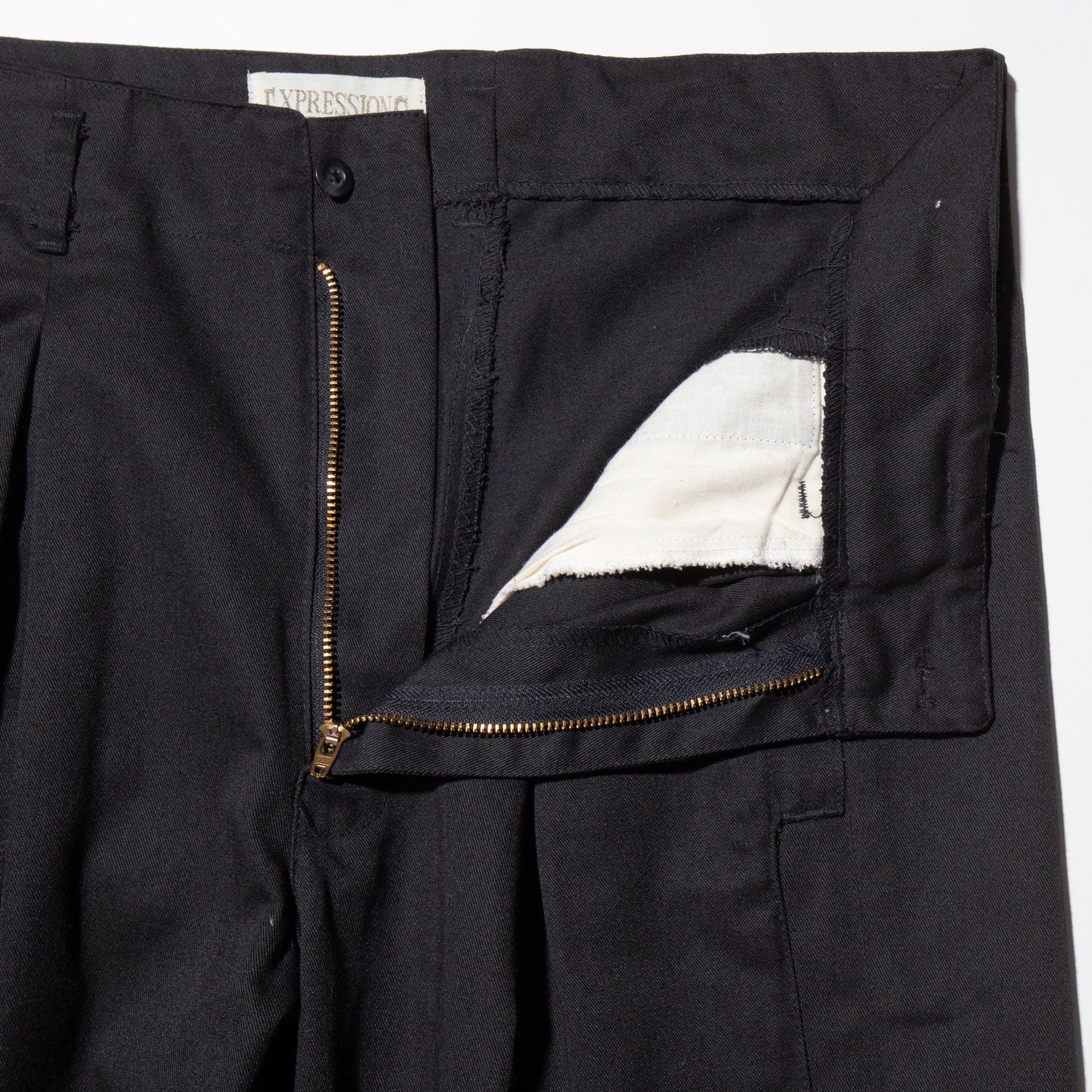 vintage tucked tapered twill trousers