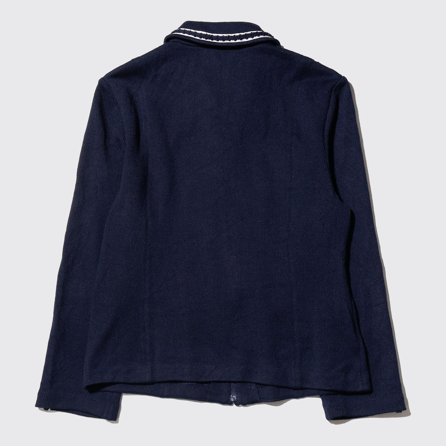 vintage broderied piping knit jacket