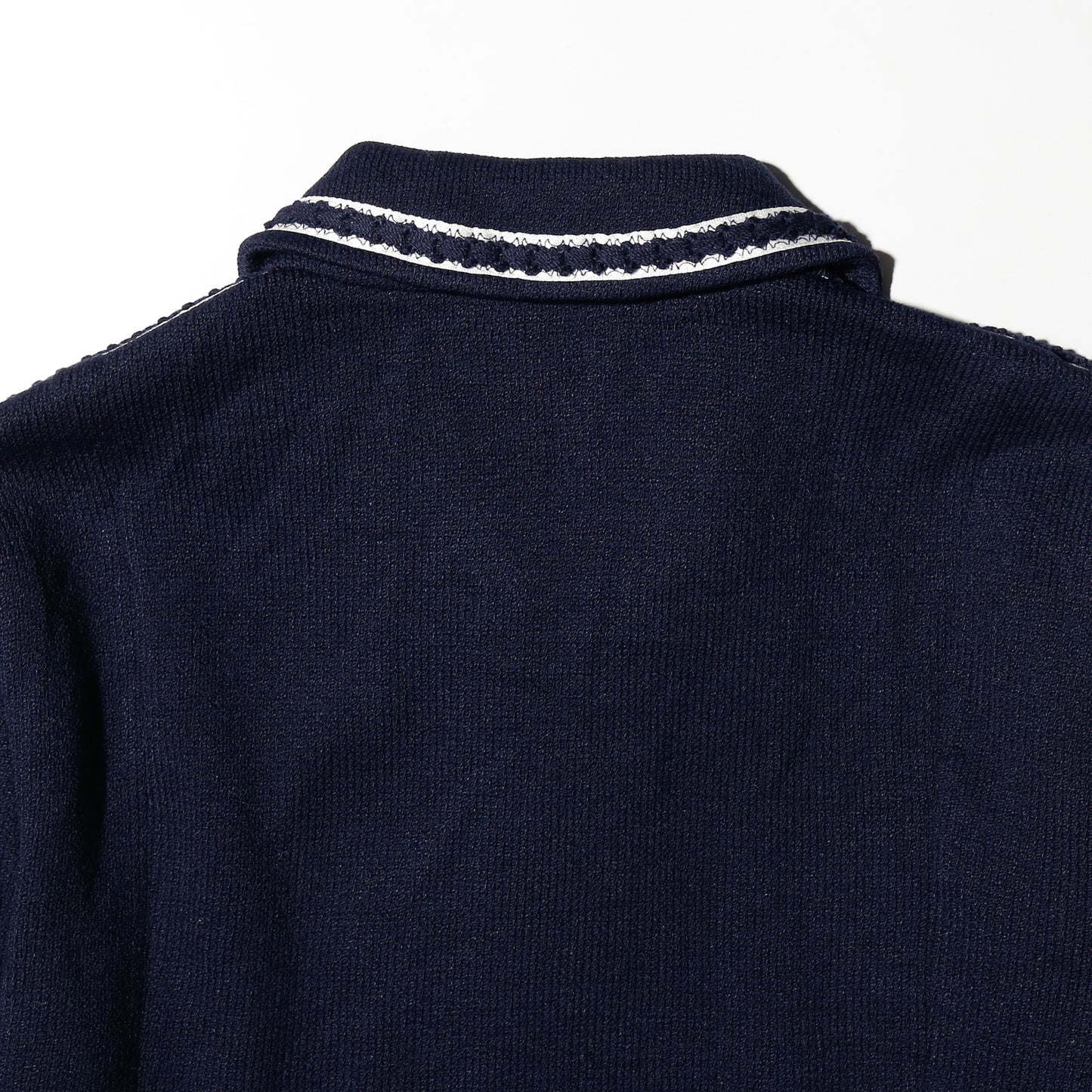 vintage broderied piping knit jacket