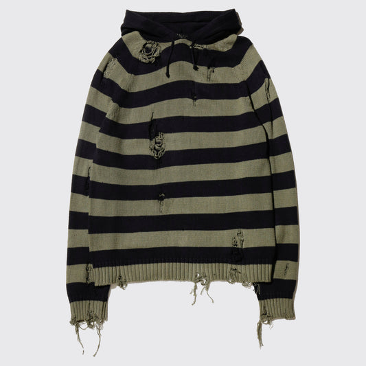 *one-off broken border knit hoodie