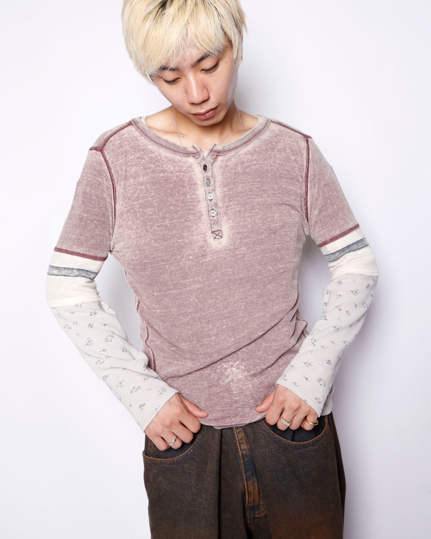 vintage acid henry neck t-shirt