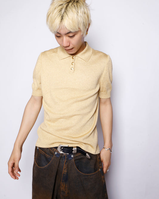 vintage shinny knit polo h/s