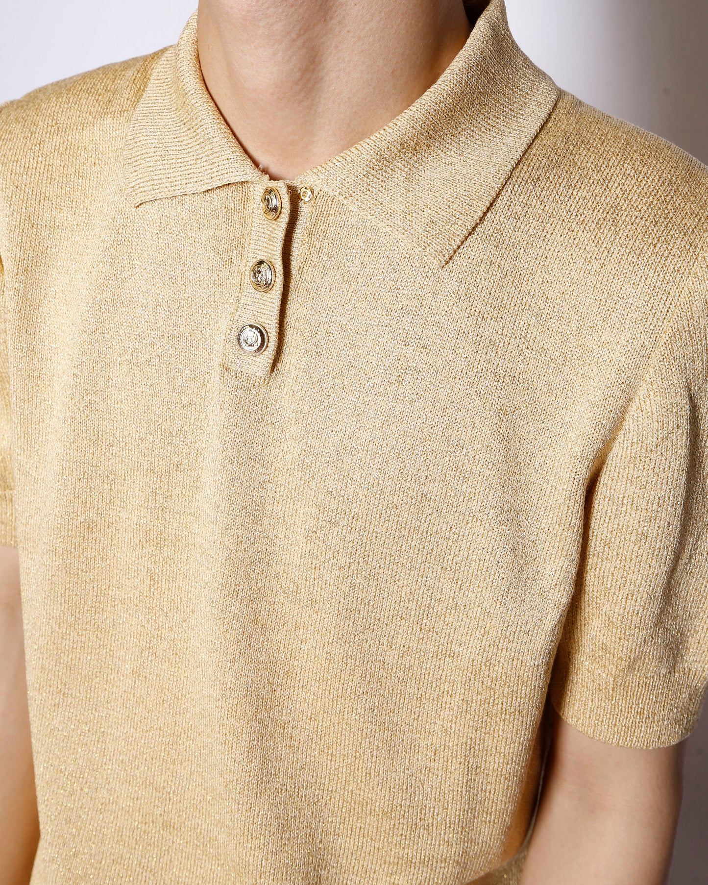 vintage shinny knit polo h/s