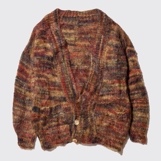 vintage hand knit melange mohair cardigan