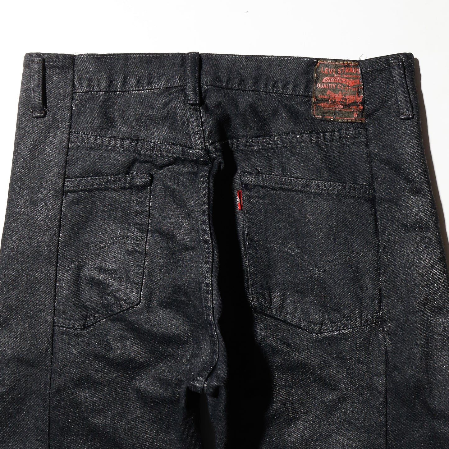 *one-off upside down jeans , model-luster