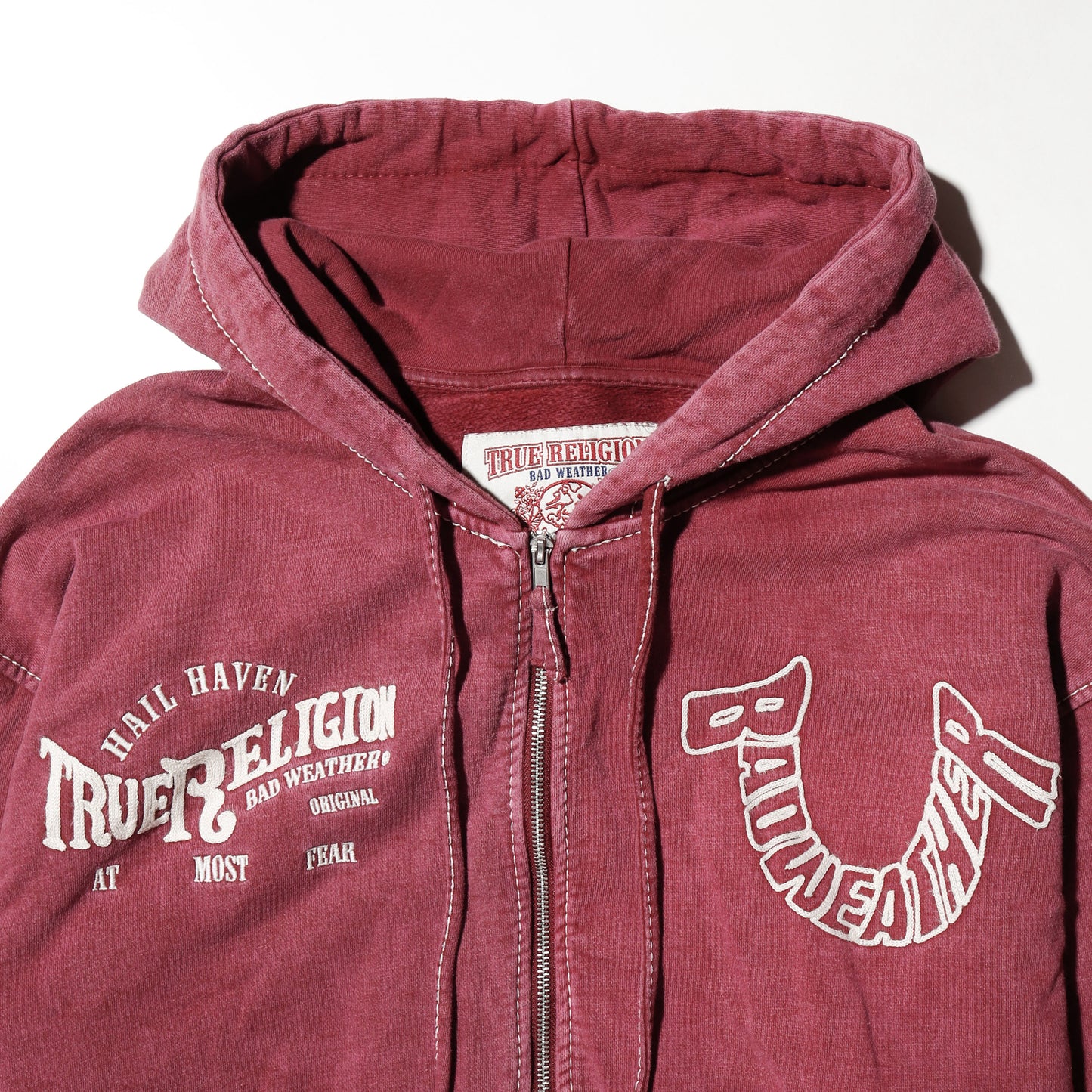 vintage true religion bad weather distressed hoodie