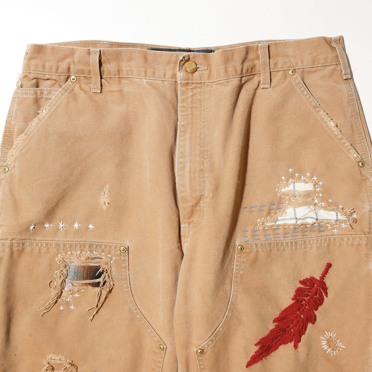 *one-off craft broken double knee trousers