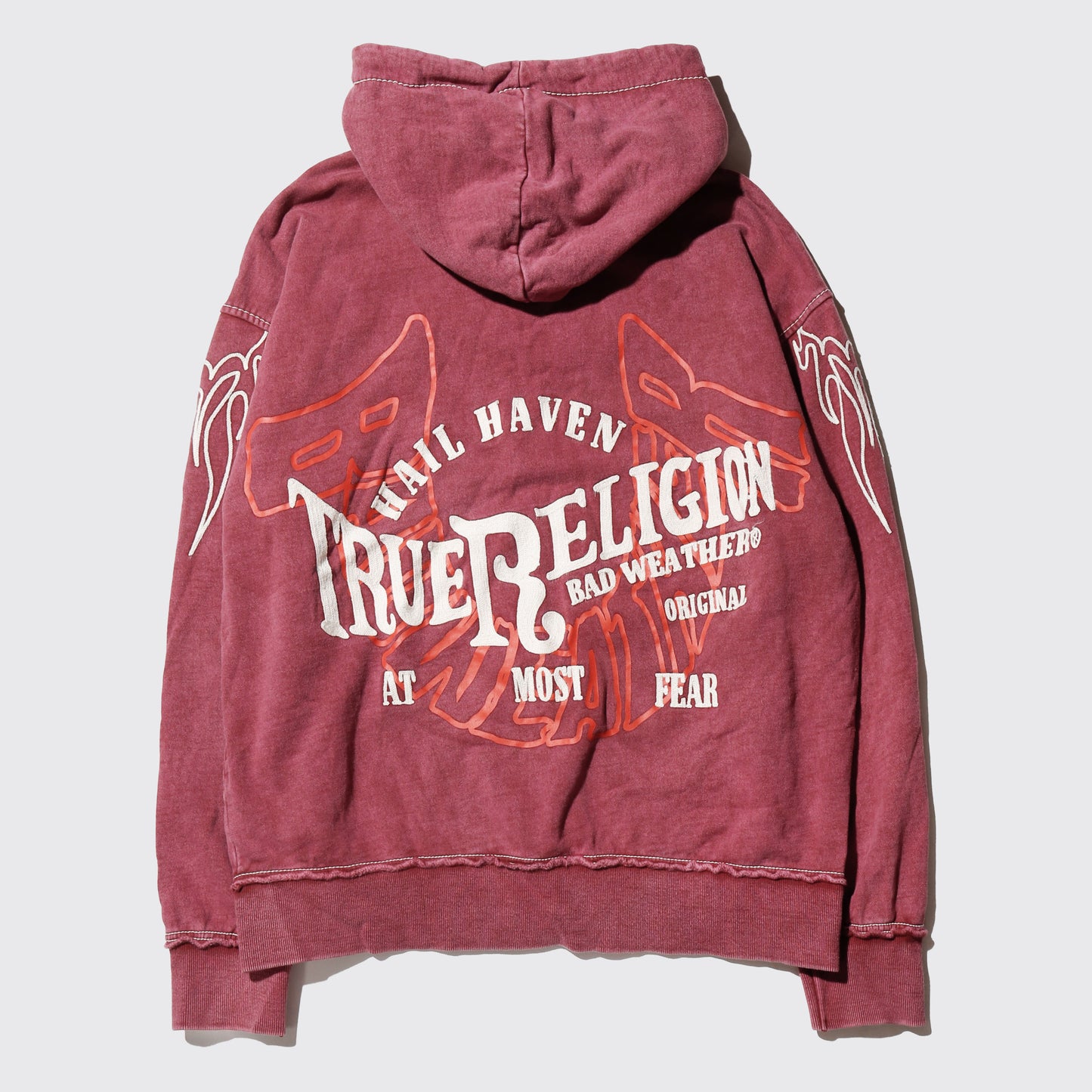 vintage true religion bad weather distressed hoodie