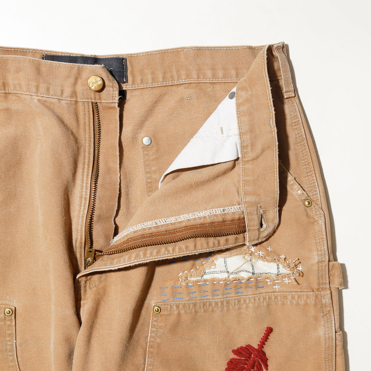 *one-off craft broken double knee trousers