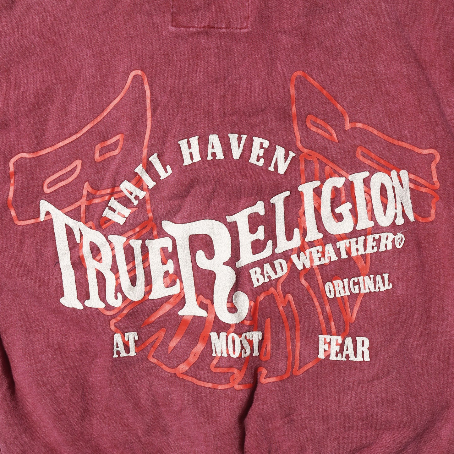 vintage true religion bad weather distressed hoodie