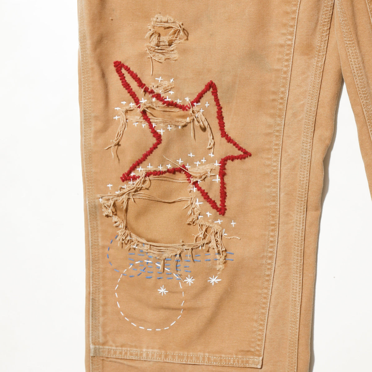 *one-off craft broken double knee trousers
