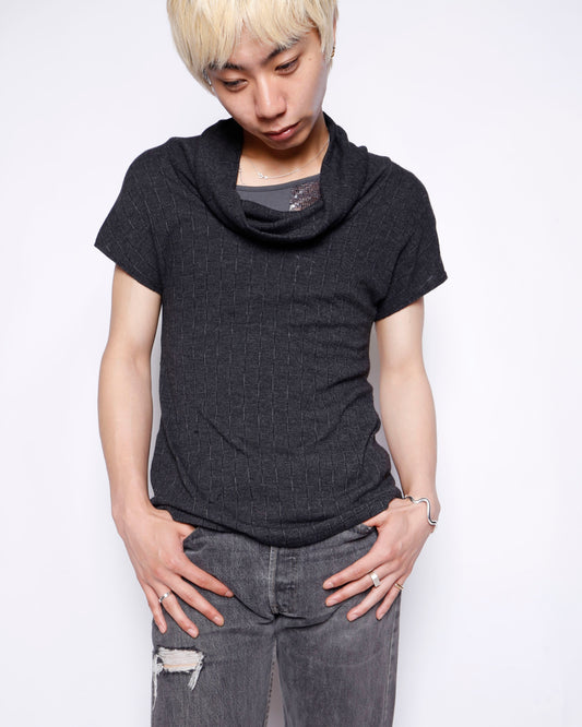 vintage stripe cowl neck h/s