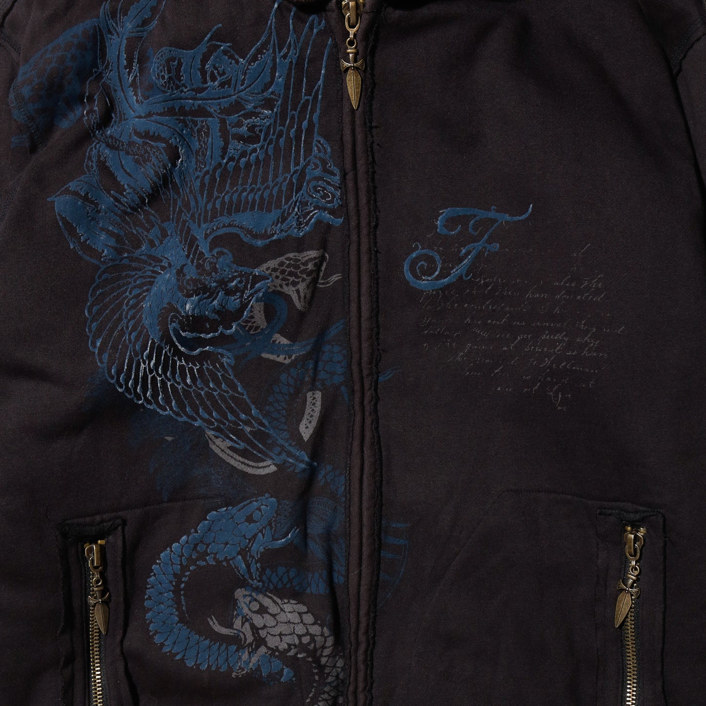 vintage fur liner dragon hoodie