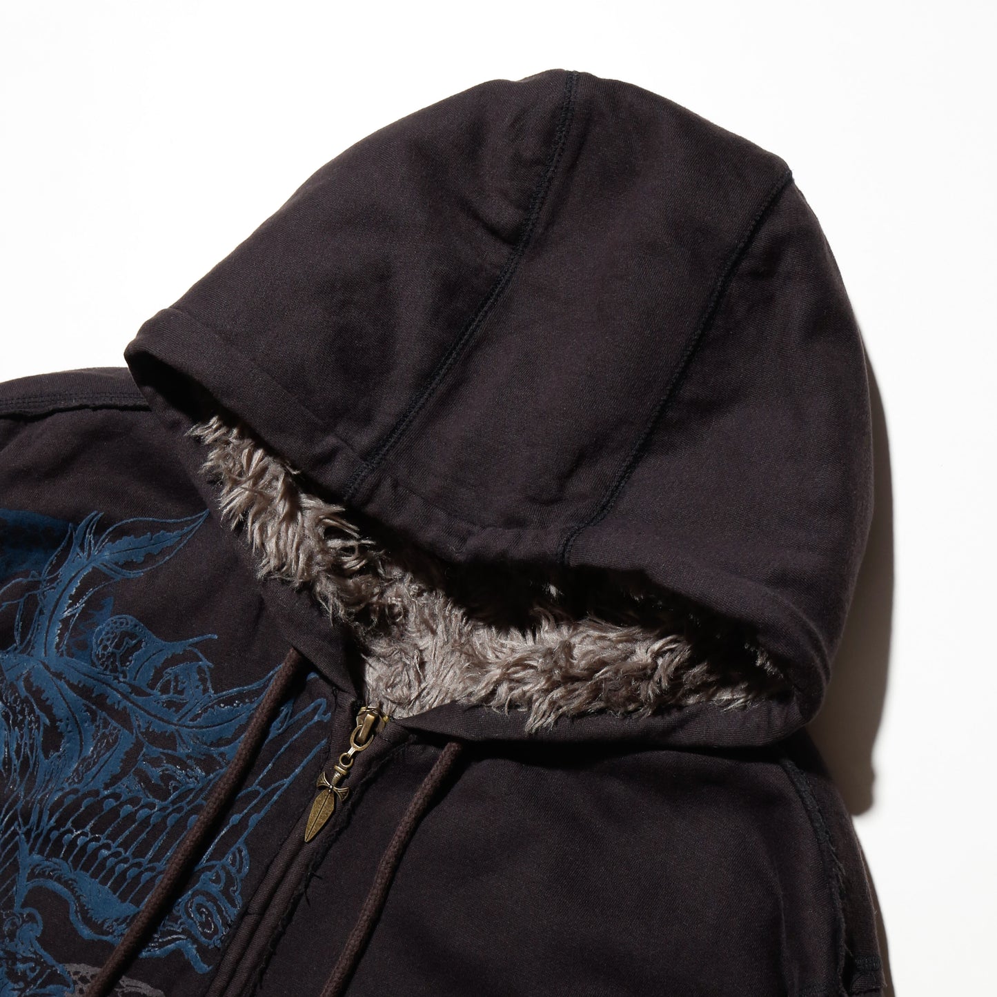 vintage fur liner dragon hoodie