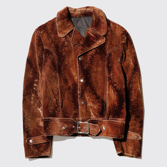 vintage belted flocky trucker jacket