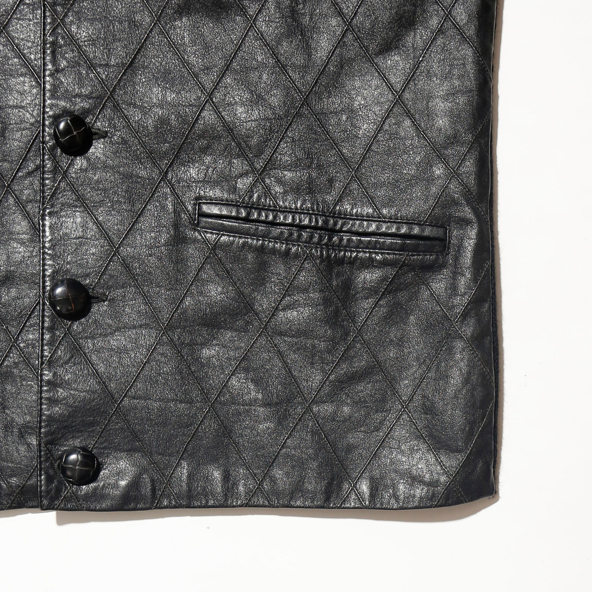vintage 70-80's wing sun hong quilted leather combi knit jacket
