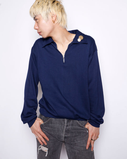 vintage 70-80's half zip pullover, with copper badge