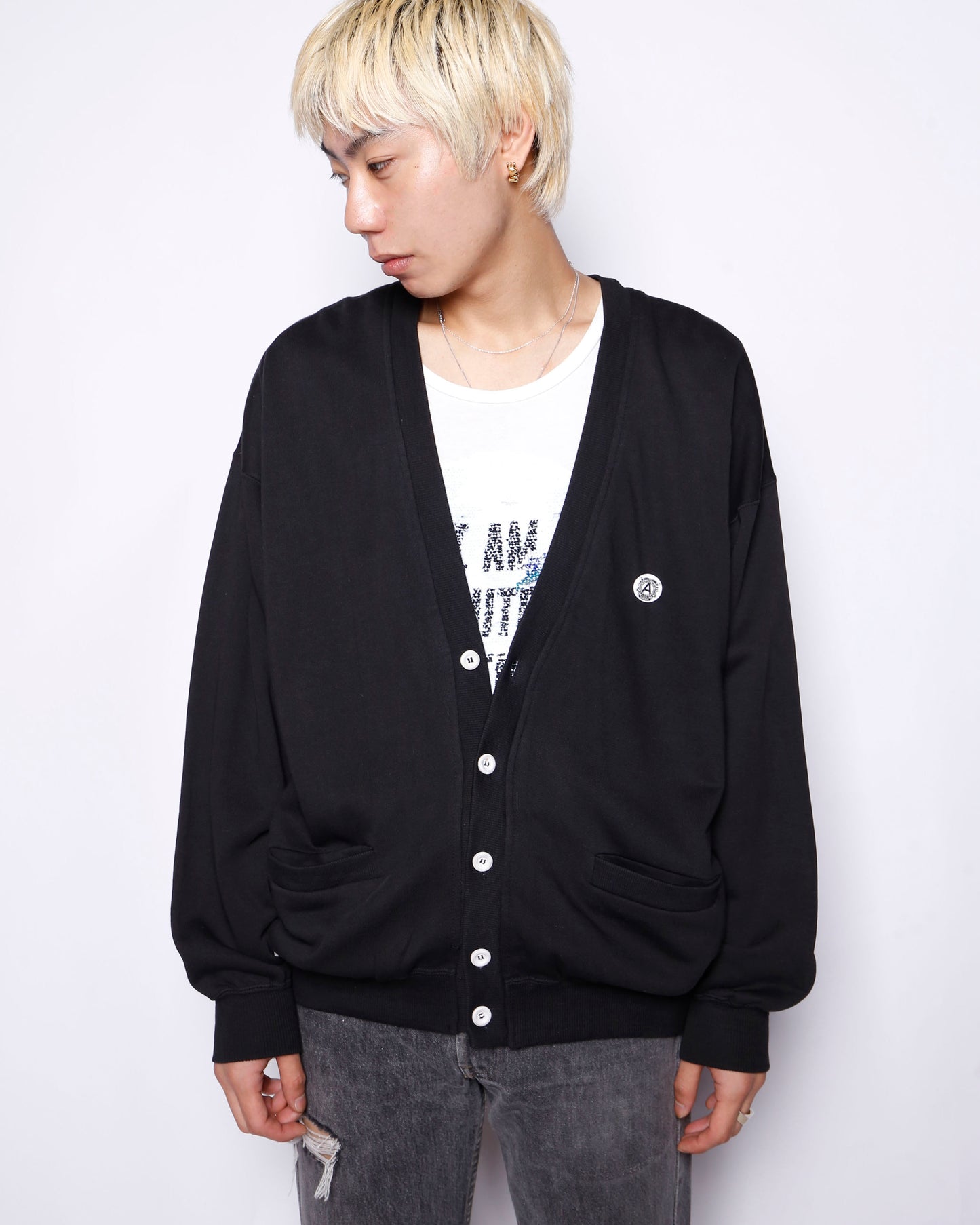 vintage sweat cardigan, with supreme badge