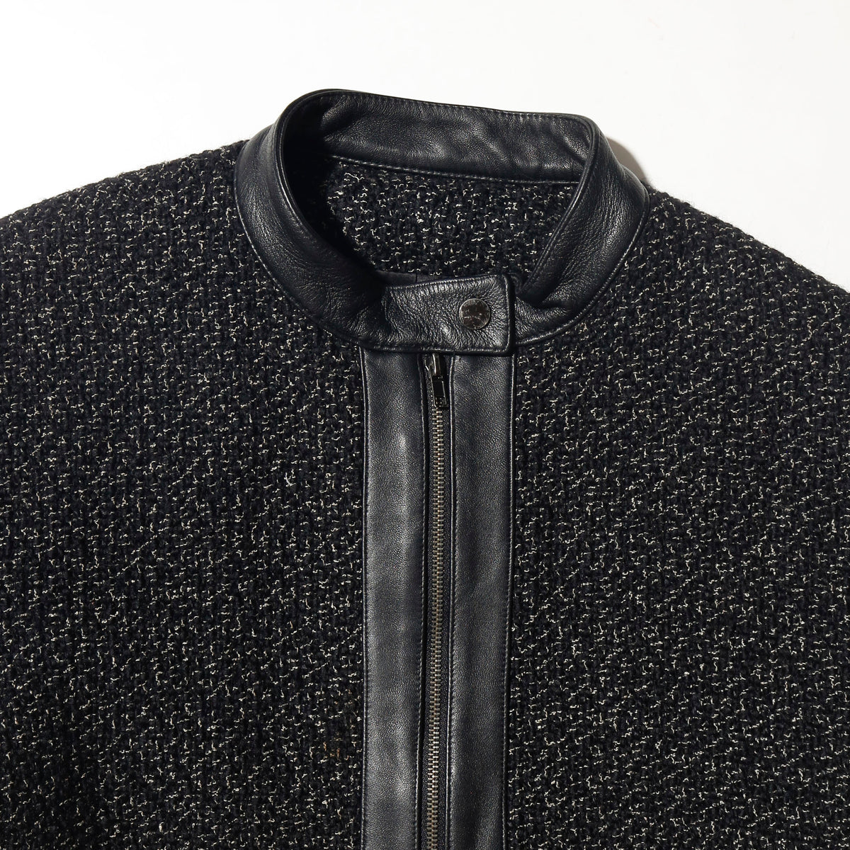 vintage leather combi tweed jacket