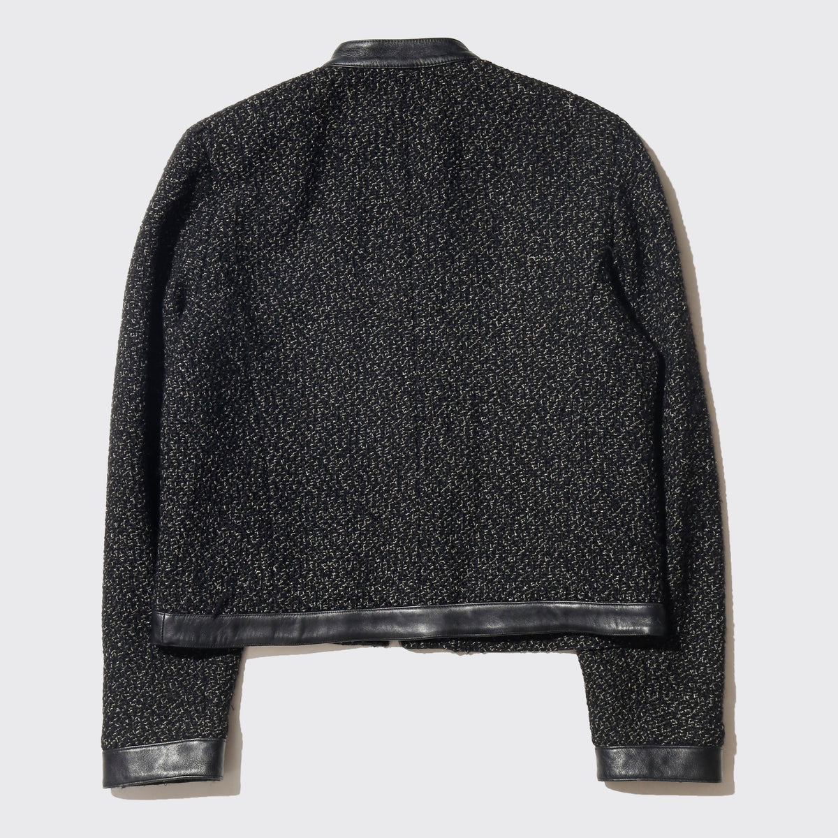 vintage leather combi tweed jacket