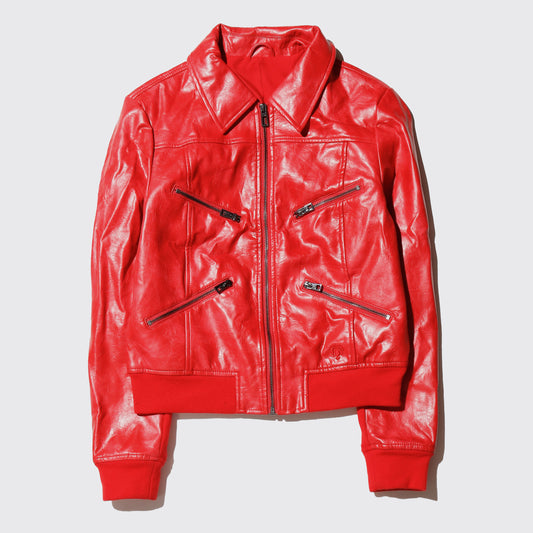 vintage cropped x zip leather jacket