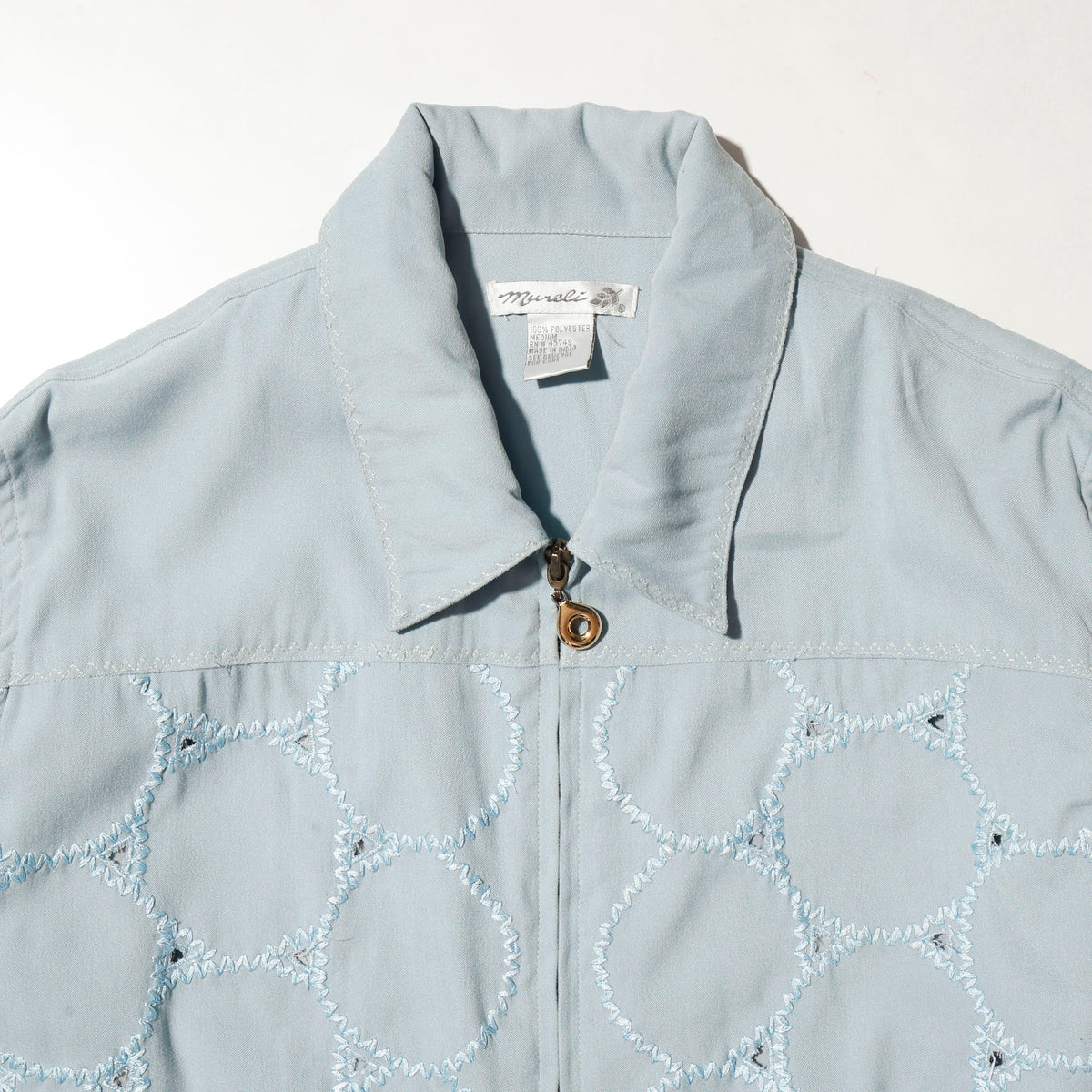 vintage bubble broderied zipped jacket