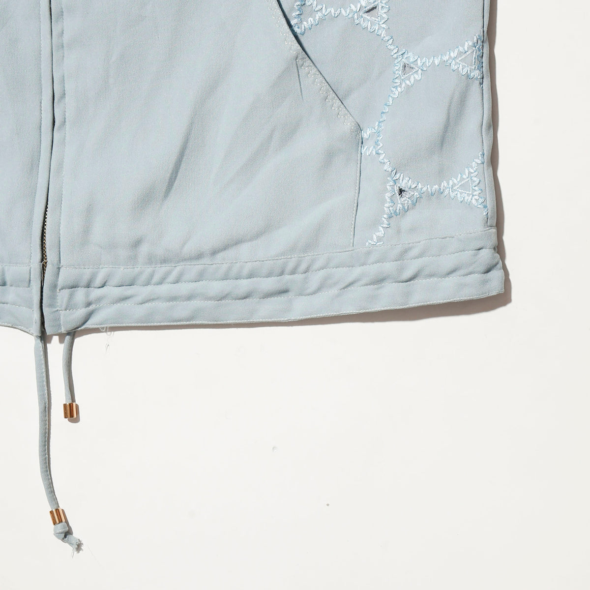 vintage bubble broderied zipped jacket