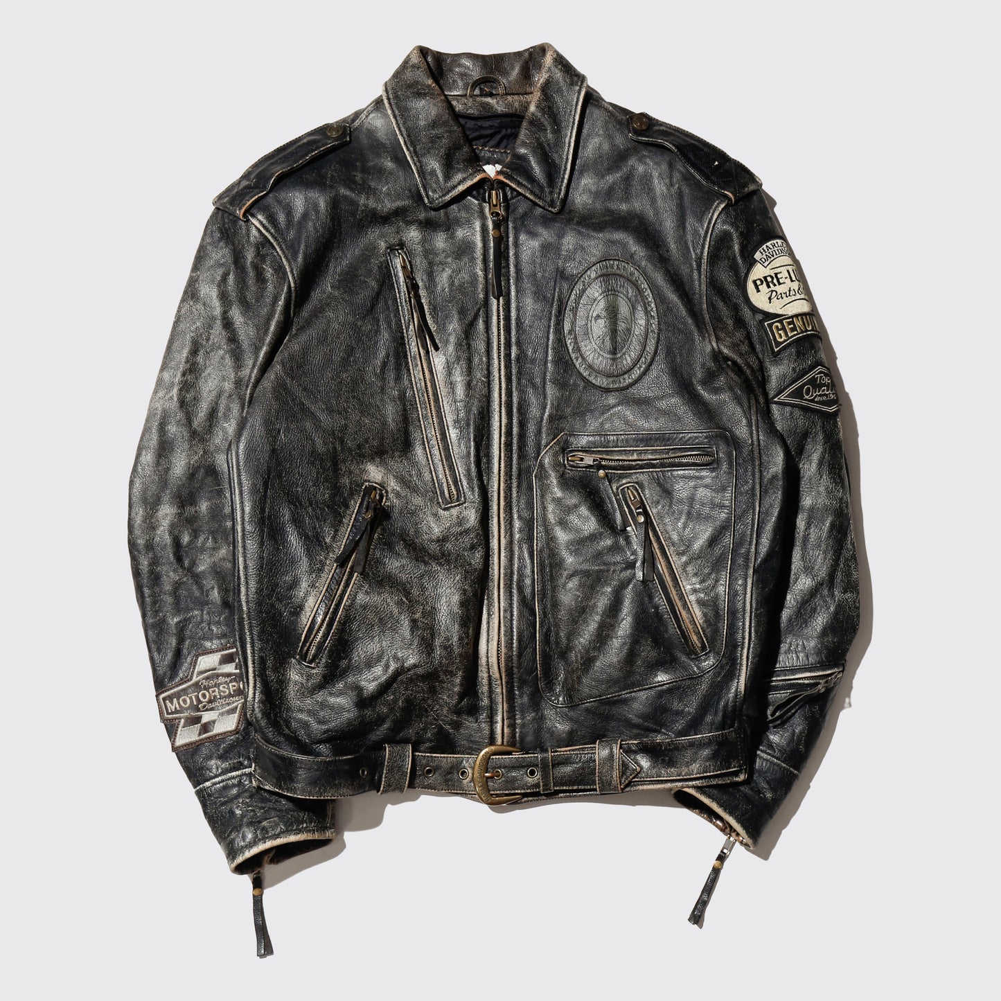 vintage 90's harley-davidson dust motorcycle leather jacket, with liner
