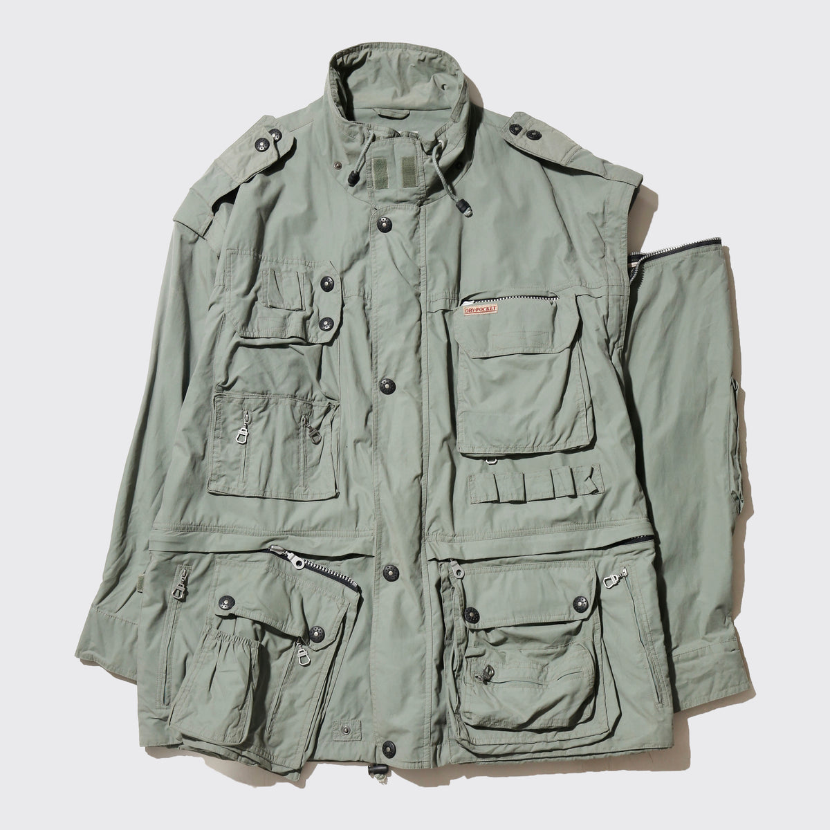 vintage schöffel gimmick utility jacket, detachable pocket/sleeve
