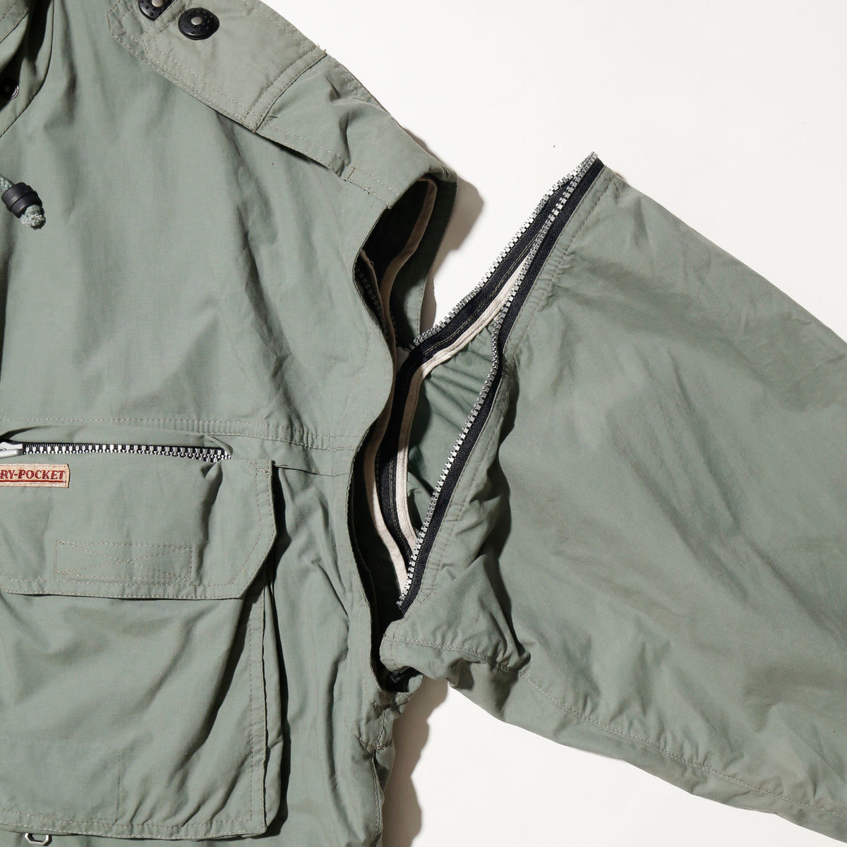 vintage schöffel gimmick utility jacket, detachable pocket/sleeve