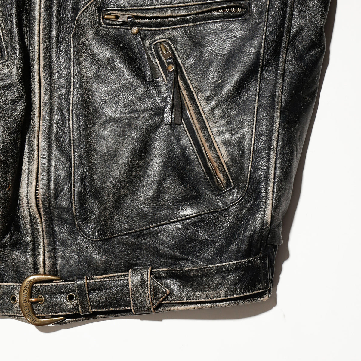 vintage 90's harley-davidson dust motorcycle leather jacket, with liner