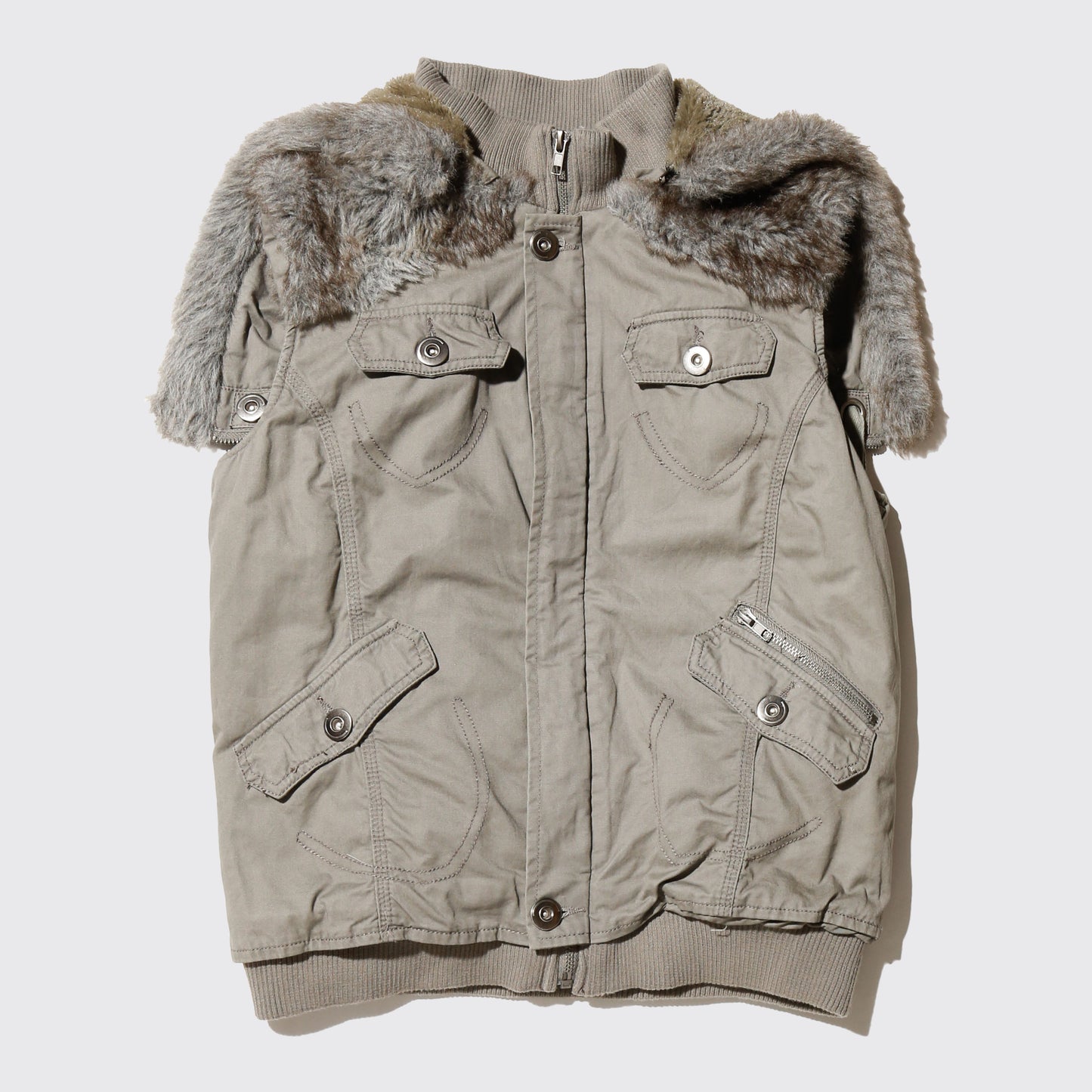 vintage n-2b type aviator vest , detachable hoodie