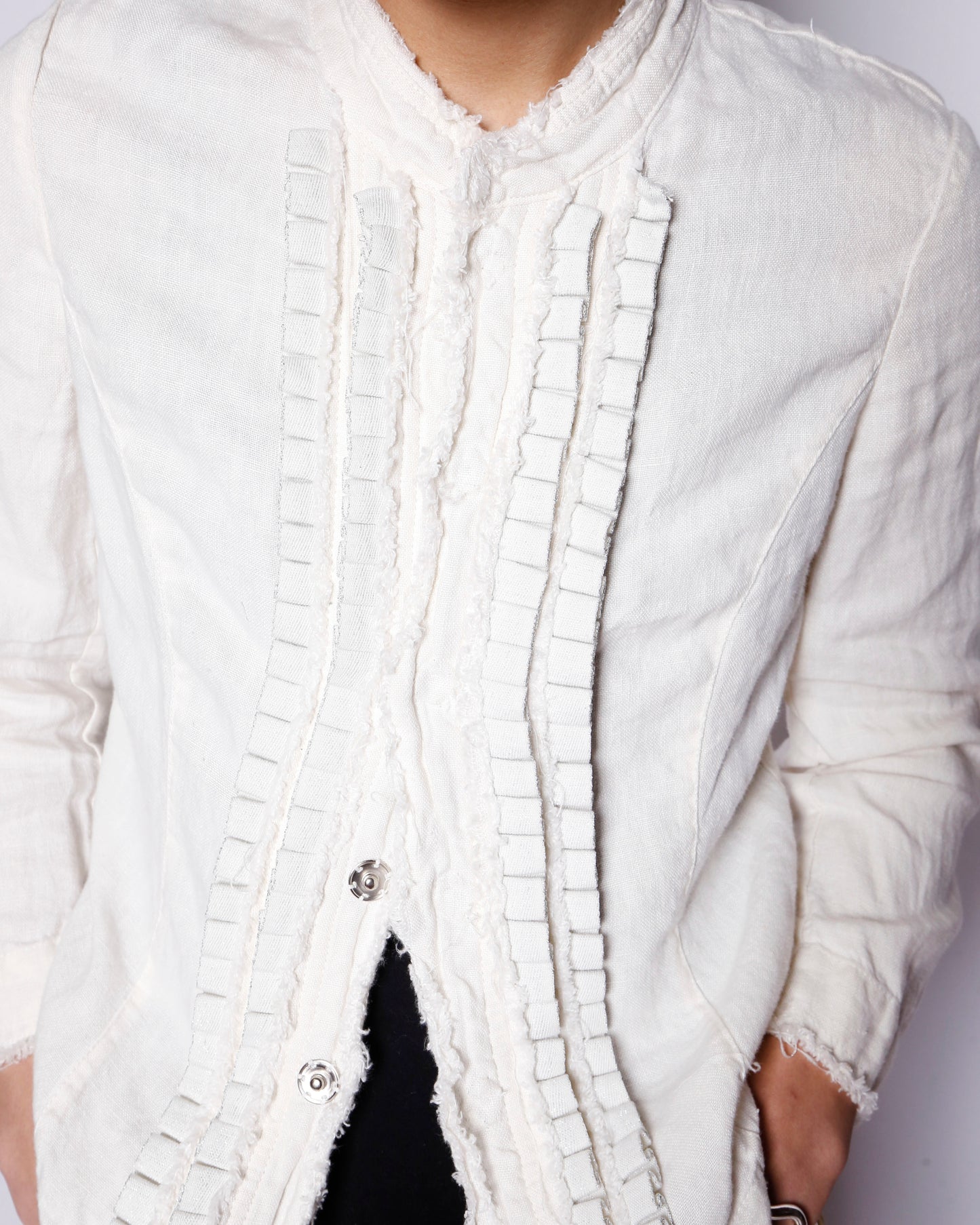 vintage euro frilled linen jacket