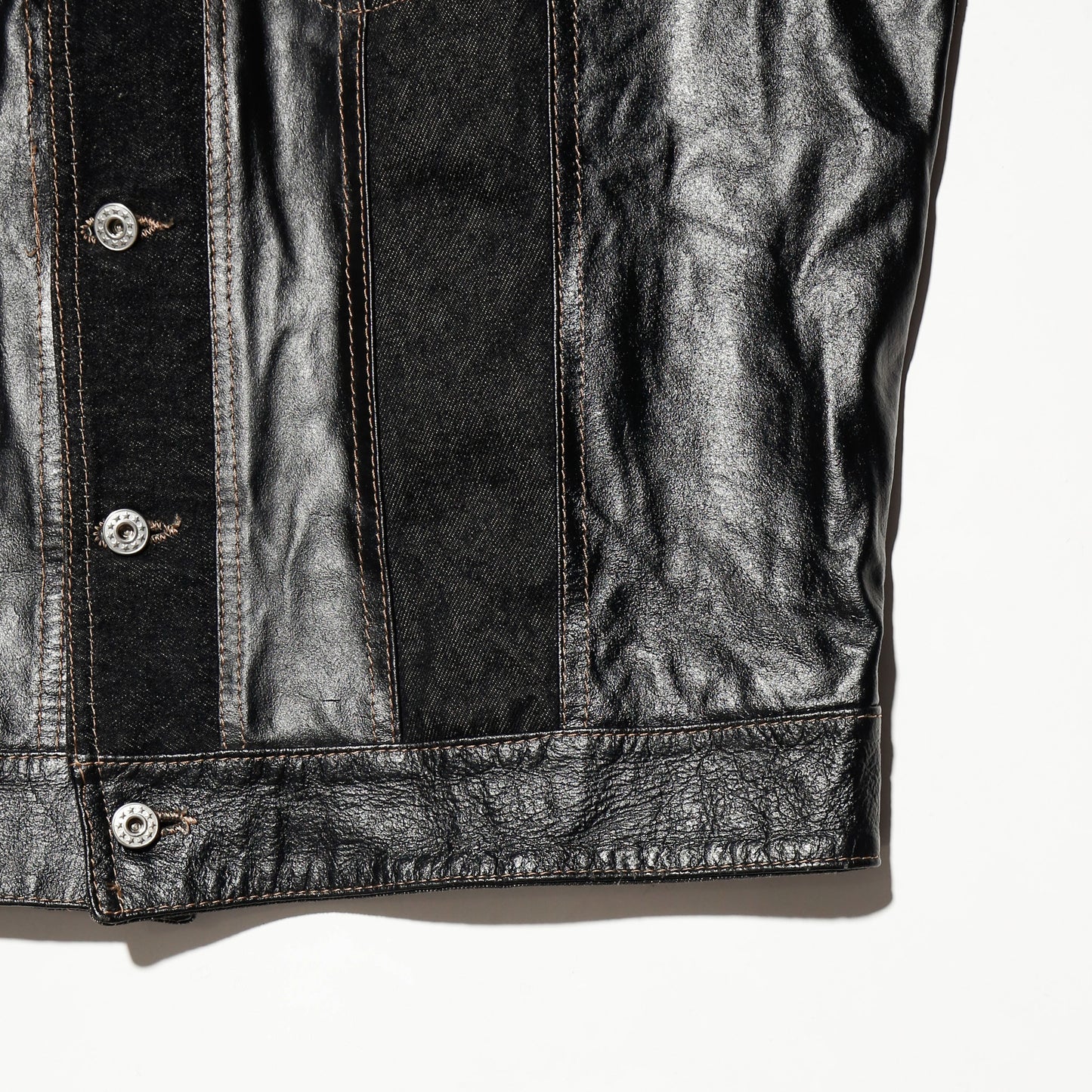 vintage leather combi trucker jacket