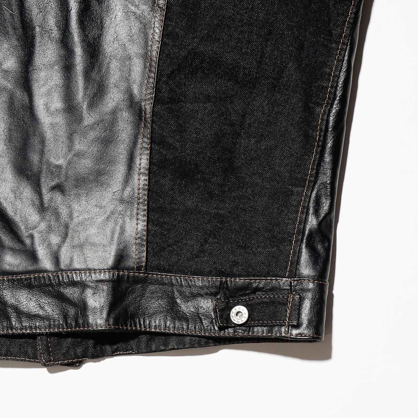 vintage leather combi trucker jacket
