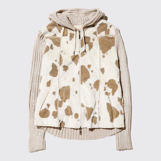 vintage faux cow knit hoodie