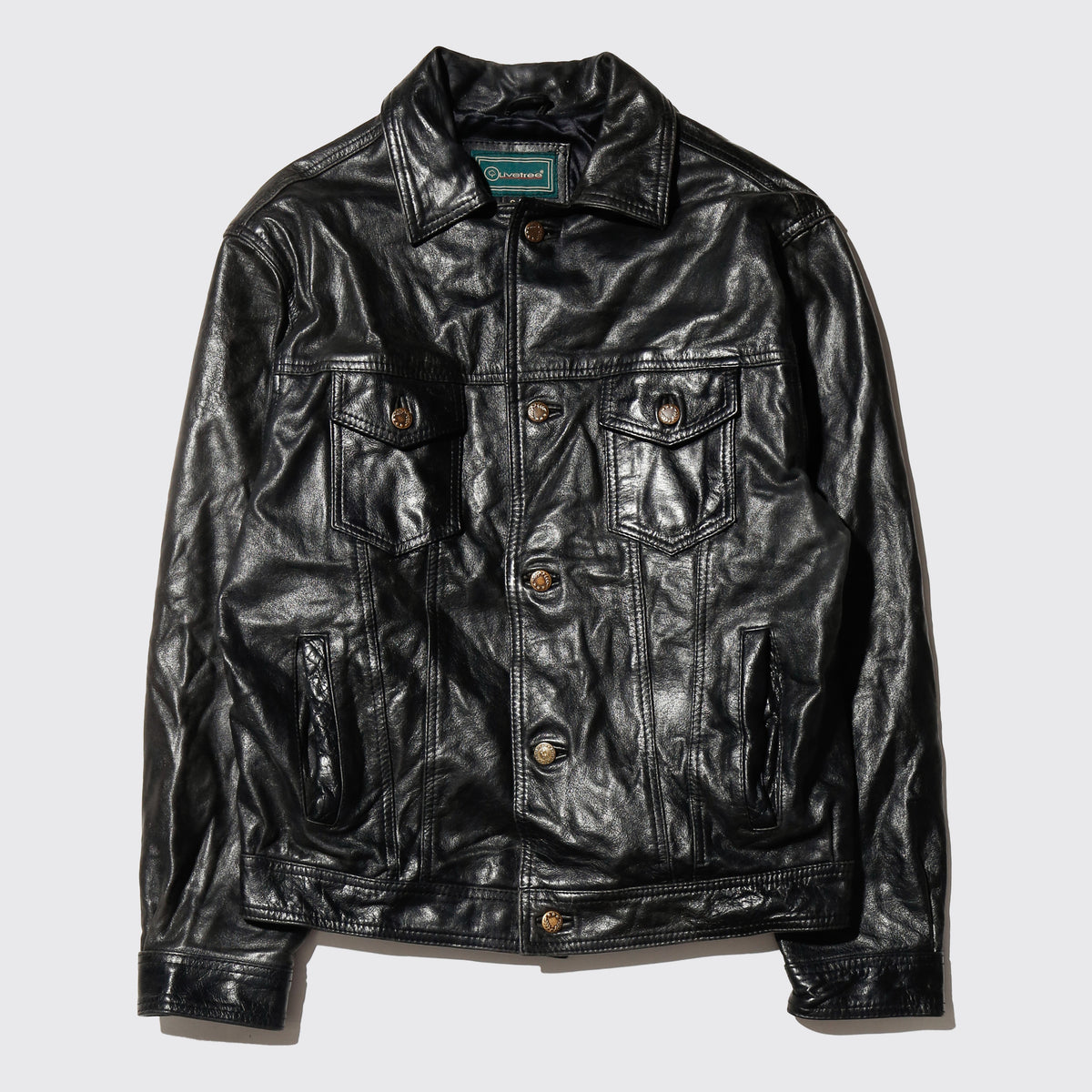 vintage cow leather truker jacket