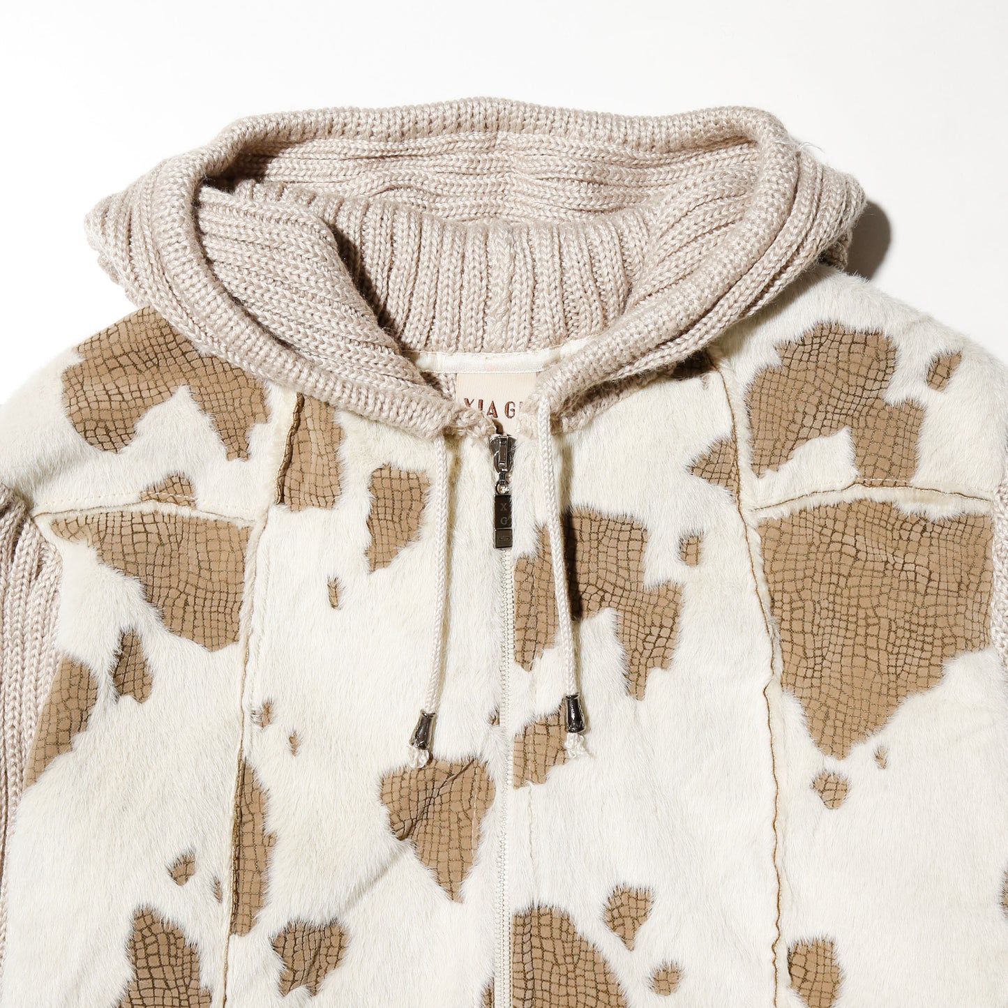 vintage faux cow knit hoodie