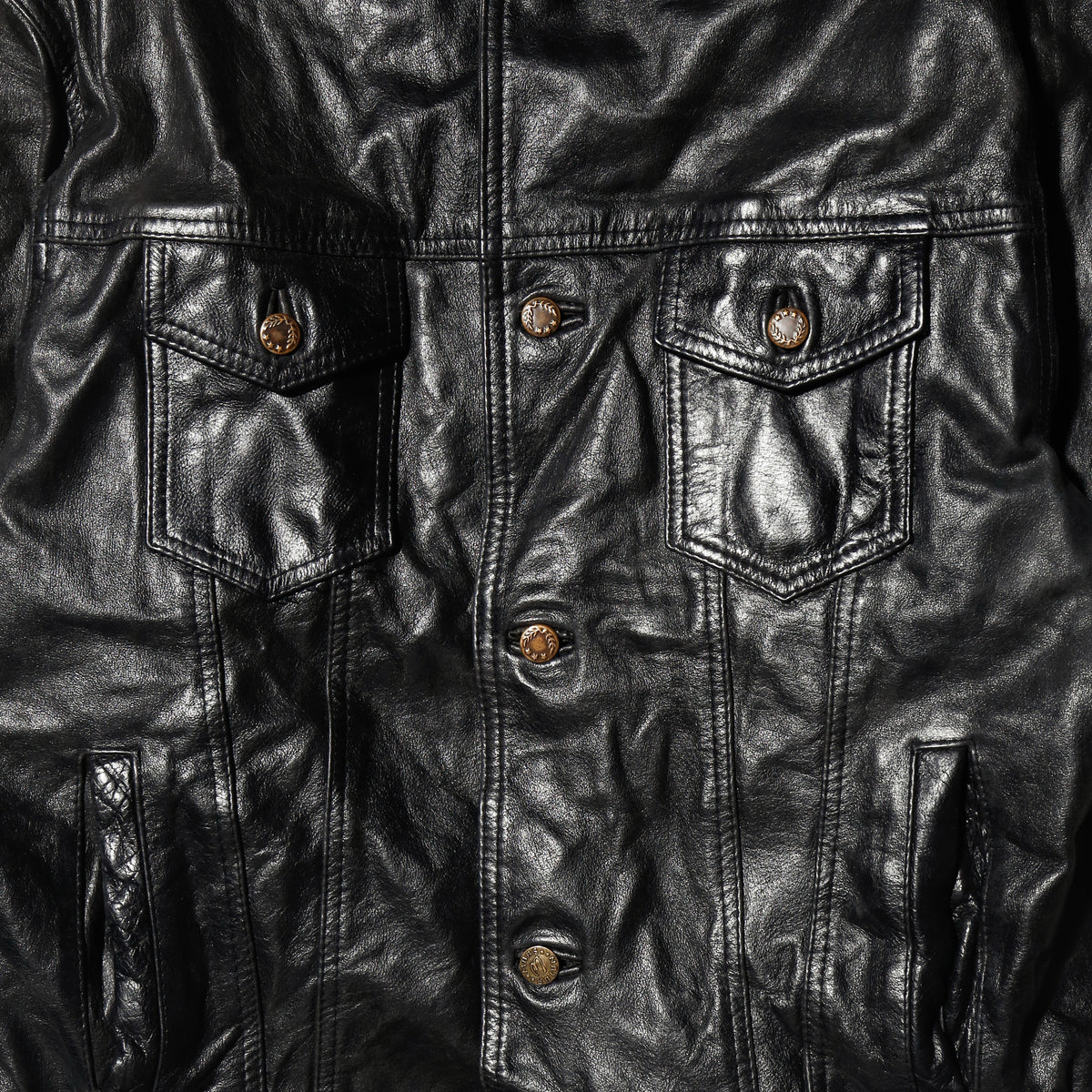 vintage cow leather truker jacket