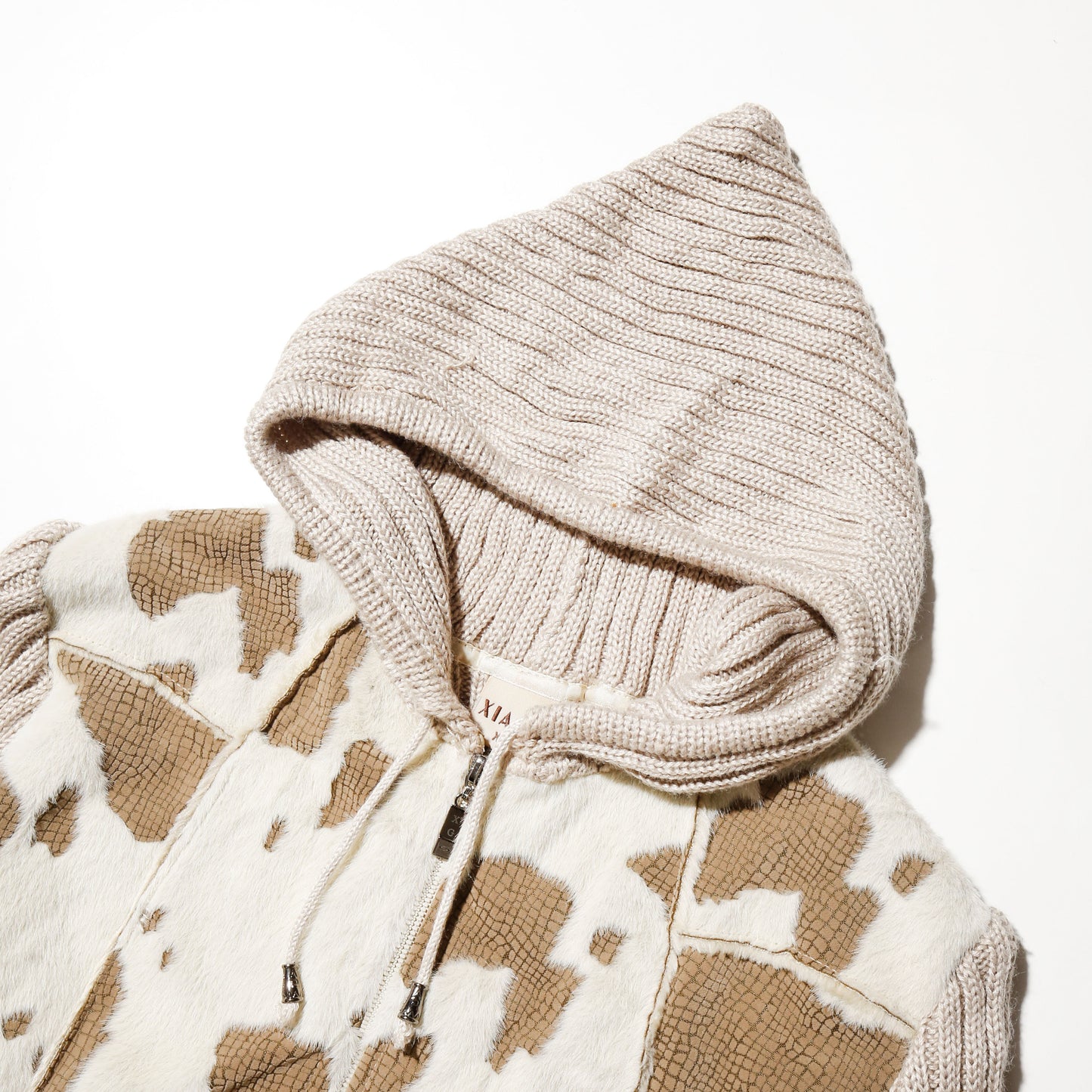 vintage faux cow knit hoodie