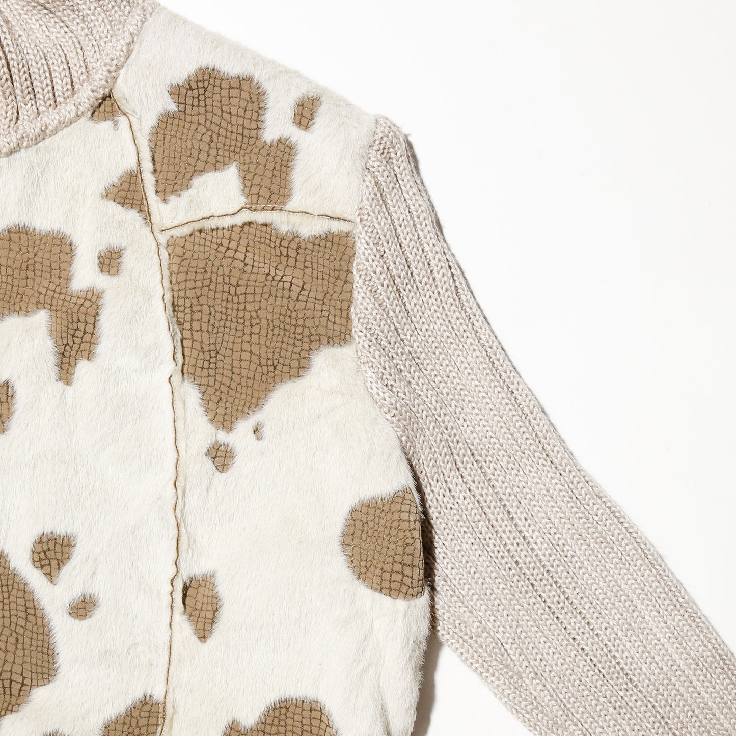 vintage faux cow knit hoodie