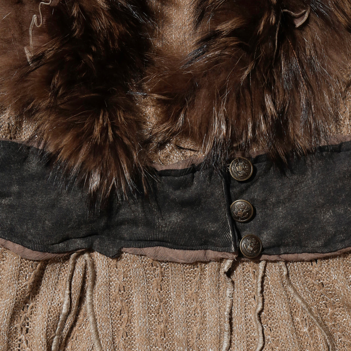 vintage fur collar caribbean knit dress