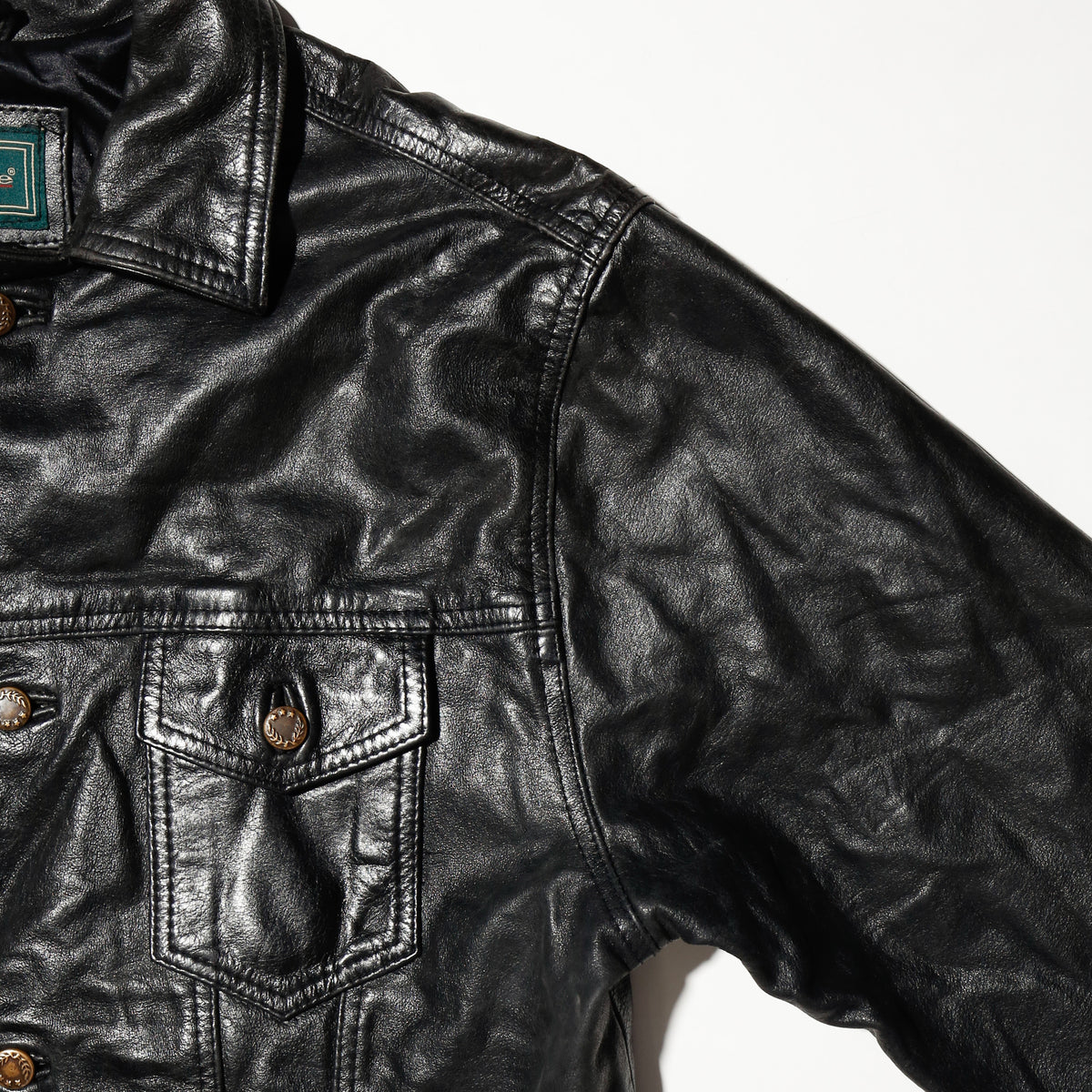 vintage cow leather truker jacket